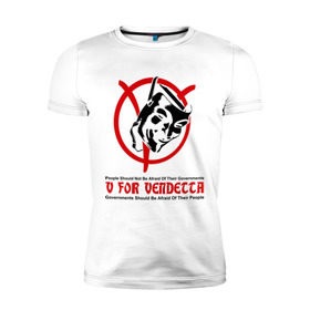 Мужская футболка премиум с принтом Вендетта знак в Ханты-Майнсийске, 92% хлопок, 8% лайкра | приталенный силуэт, круглый вырез ворота, длина до линии бедра, короткий рукав | вендета | вендетта | вендетта знак | натали портман | революция | хьюго уивинг | человек в маске
