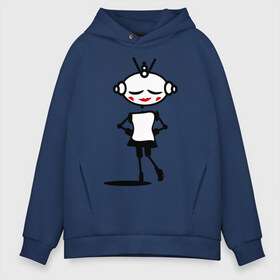 Мужское худи Oversize хлопок с принтом Роботы девочка (парная) в Ханты-Майнсийске, френч-терри — 70% хлопок, 30% полиэстер. Мягкий теплый начес внутри —100% хлопок | боковые карманы, эластичные манжеты и нижняя кромка, капюшон на магнитной кнопке | девочка | девочка робот | для двоих | любовь | парные | роботы девочка (парная)