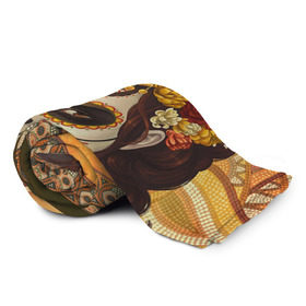 Плед 3D с принтом Девушка. Сахарный череп в Ханты-Майнсийске, 100% полиэстер | закругленные углы, все края обработаны. Ткань не мнется и не растягивается | halloween | девушка | праздник | сахарный череп | тыква | хэллоуин | череп