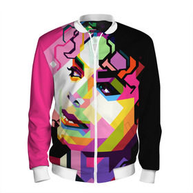 Мужской бомбер 3D с принтом Майкл Джексон в Ханты-Майнсийске, 100% полиэстер | застегивается на молнию, по бокам два кармана без застежек, по низу бомбера и на воротнике - эластичная резинка | michael jackson | майкл джексон | поп арт | портрет