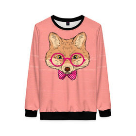 Женский свитшот 3D с принтом Лиса в Ханты-Майнсийске, 100% полиэстер с мягким внутренним слоем | круглый вырез горловины, мягкая резинка на манжетах и поясе, свободная посадка по фигуре | бантик | белый | горошек | жёлтый | коричневый | красный | лиса в очках | оранжевый | очки | розовый | цвет