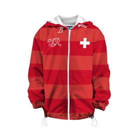 Детская куртка 3D с принтом Сборная Швейцарии в Ханты-Майнсийске, 100% полиэстер | застежка — молния, подол и капюшон оформлены резинкой с фиксаторами, по бокам — два кармана без застежек, один потайной карман на груди, плотность верхнего слоя — 90 г/м2; плотность флисового подклада — 260 г/м2 | футбол | швейцария