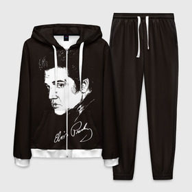 Мужской костюм 3D с принтом Элвис Пресли в Ханты-Майнсийске, 100% полиэстер | Манжеты и пояс оформлены тканевой резинкой, двухслойный капюшон со шнурком для регулировки, карманы спереди | америка | король | музыка | о.м.с.к. | поп | пресли | ретро | рок | элвис