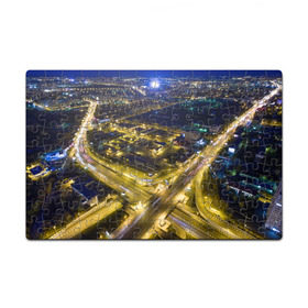 Пазл магнитный 126 элементов с принтом Ночной Челябинск в Ханты-Майнсийске, полимерный материал с магнитным слоем | 126 деталей, размер изделия —  180*270 мм |  челяба | авто | автомобили | большой город | град | движение | дорога | машины | мегаполис | ночь | огни | пробки | суета | танкоград | трасса | челябинск | шум | южный урал