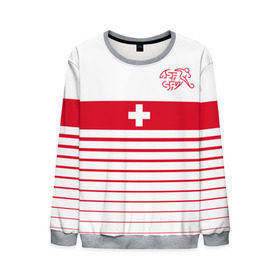 Мужской свитшот 3D с принтом Швейцария, форма в Ханты-Майнсийске, 100% полиэстер с мягким внутренним слоем | круглый вырез горловины, мягкая резинка на манжетах и поясе, свободная посадка по фигуре | fc | спорт | спортивные | фк | футбол | футбольный клуб | швейцария