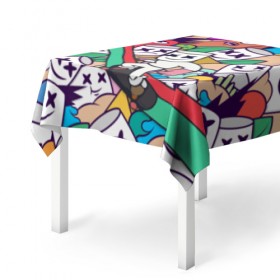 Скатерть 3D с принтом Marshmello World в Ханты-Майнсийске, 100% полиэстер (ткань не мнется и не растягивается) | Размер: 150*150 см | christopher | comstock | dj | dotcom | friends | marshmallow | marshmello | usa | диджей | друзья | комсток | крис | маршмэллоу | продюсер | сша