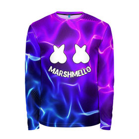 Мужской лонгслив 3D с принтом Marshmello THUNDER в Ханты-Майнсийске, 100% полиэстер | длинные рукава, круглый вырез горловины, полуприлегающий силуэт | christopher comstock | dj | marshmello | music | диджей | клубная музыка | клубняк | крис комсток | логотип | маршмеллоу | музыка