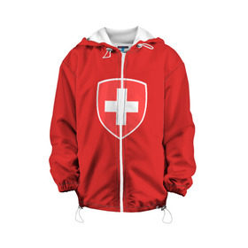 Детская куртка 3D с принтом Сборная Швейцарии в Ханты-Майнсийске, 100% полиэстер | застежка — молния, подол и капюшон оформлены резинкой с фиксаторами, по бокам — два кармана без застежек, один потайной карман на груди, плотность верхнего слоя — 90 г/м2; плотность флисового подклада — 260 г/м2 | hockey | sport | switzerland | герб | надписи | сборная хоккея | сборная швейцарии | символика | спорт | спортсмен | форма | хоккей | чемпионат | чемпионат 2019