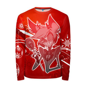 Мужской лонгслив 3D с принтом Отель хазбин Новогодний в Ханты-Майнсийске, 100% полиэстер | длинные рукава, круглый вырез горловины, полуприлегающий силуэт | claus | hazbin hotel | hell | santa | ад | ада | аластор | вэгги | клаус | олени | отель хазбин | пасхалки | рай | рождество | санта | снежинки | тайны | чарли