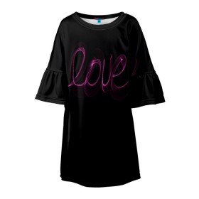 Детское платье 3D с принтом Love надпись в Ханты-Майнсийске, 100% полиэстер | прямой силуэт, чуть расширенный к низу. Круглая горловина, на рукавах — воланы | 14 февраля | 8 марта | в | валентинов день | влюблен | влюбленность | влюбленные | вместе навсегда | девичник | девушке | день влюбленных | для жены | дочери | жене | любимая | любимой | любимому