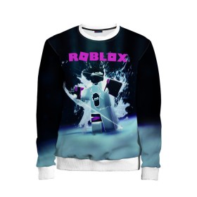 Детский свитшот 3D с принтом ROBLOX в Ханты-Майнсийске, 100% полиэстер | свободная посадка, прямой крой, мягкая тканевая резинка на рукавах и понизу свитшота | roblox | игра | компьютерная игра | логотип | онлайн | онлайн игра | роблакс | роблокс