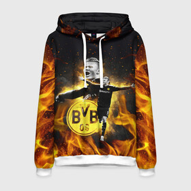 Мужская толстовка 3D с принтом ЭРЛИНГ ХОЛАНД ERLING HAALAND в Ханты-Майнсийске, 100% полиэстер | двухслойный капюшон со шнурком для регулировки, мягкие манжеты на рукавах и по низу толстовки, спереди карман-кенгуру с мягким внутренним слоем. | borussia | erling braut haaland | football | sport | uefa | боруссия | сборная норвегии. | спорт | уефа | футбол | эрлинг холанд