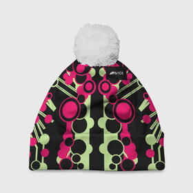 Шапка 3D c помпоном с принтом Avicii,музыка в Ханты-Майнсийске, 100% полиэстер | универсальный размер, печать по всей поверхности изделия | avicii | абстракция | авичи | круги | линии | музыка | тим берглинг | яркое