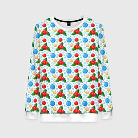 Женский свитшот 3D с принтом Новогодняя Символика (украшения) в Ханты-Майнсийске, 100% полиэстер с мягким внутренним слоем | круглый вырез горловины, мягкая резинка на манжетах и поясе, свободная посадка по фигуре | christmas | merry christmas | santa claus | дед мороз | ёлка | елочные шары | игрушки | новый год | подарок | праздник | рождество | с новым годом | сантаклаус | снежинки | украшения