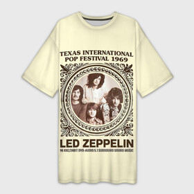Платье-футболка 3D с принтом Led Zeppelin  Texas International Pop Festival 1969 в Ханты-Майнсийске,  |  | led | led zep | led zeppelin | ledzep | lz | zoso | альбом | джимми пейдж | джон генри бонэм | джон пол джонс | зосо | лед зепелен | лед зеппелин | ледзепелен | ледзеппелин | роберт плант | рок группа