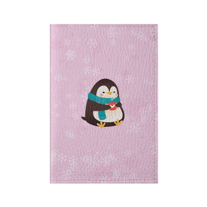 Обложка для паспорта матовая кожа Пингвин и любовь фото